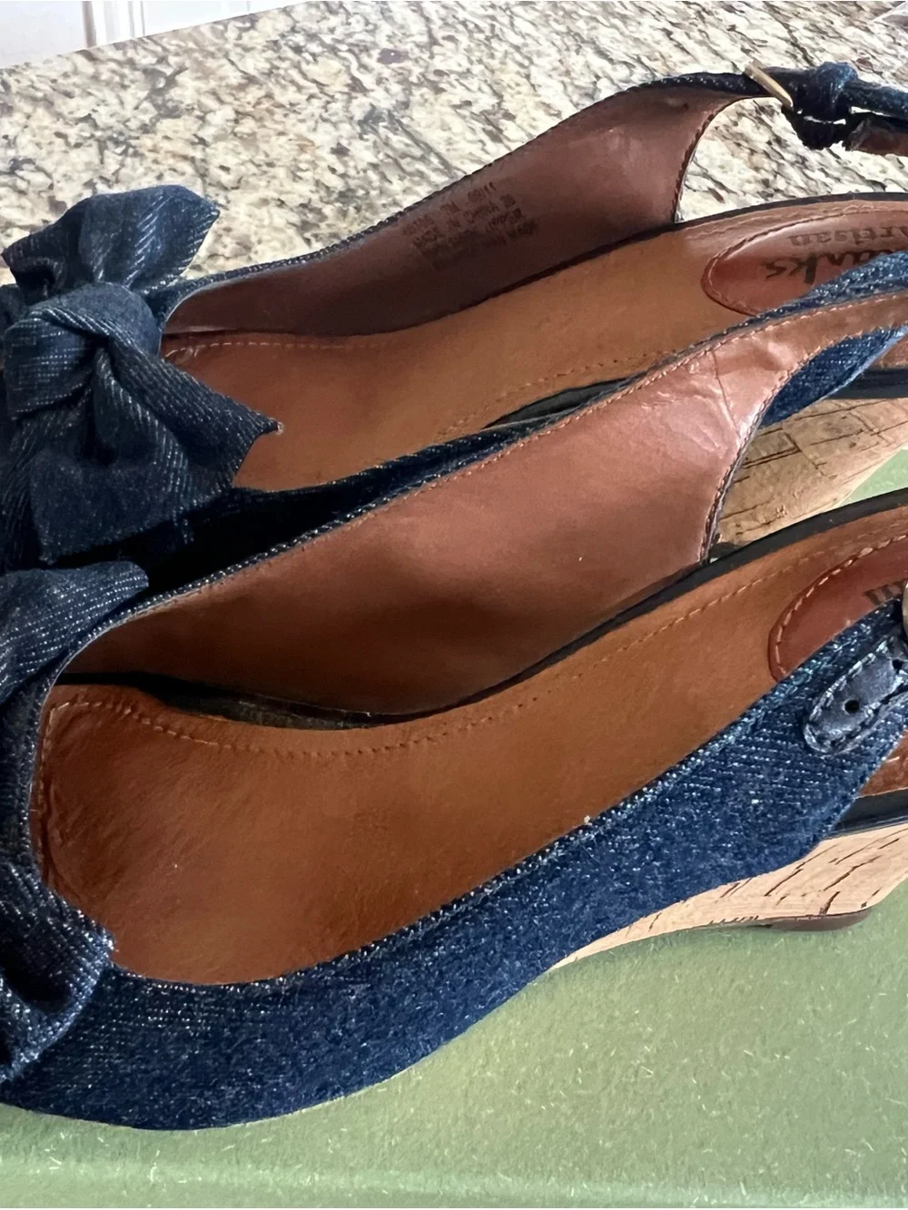 Clarks Artisan Fiddle Bow II Denim Slingback Sandals 7